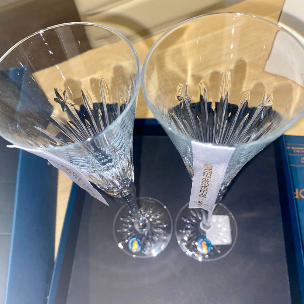 Waterford Crystal Winter Wonders: NEW Pair Midnight Frost Toasting Flutes, 11" - Picture 8 of 16
